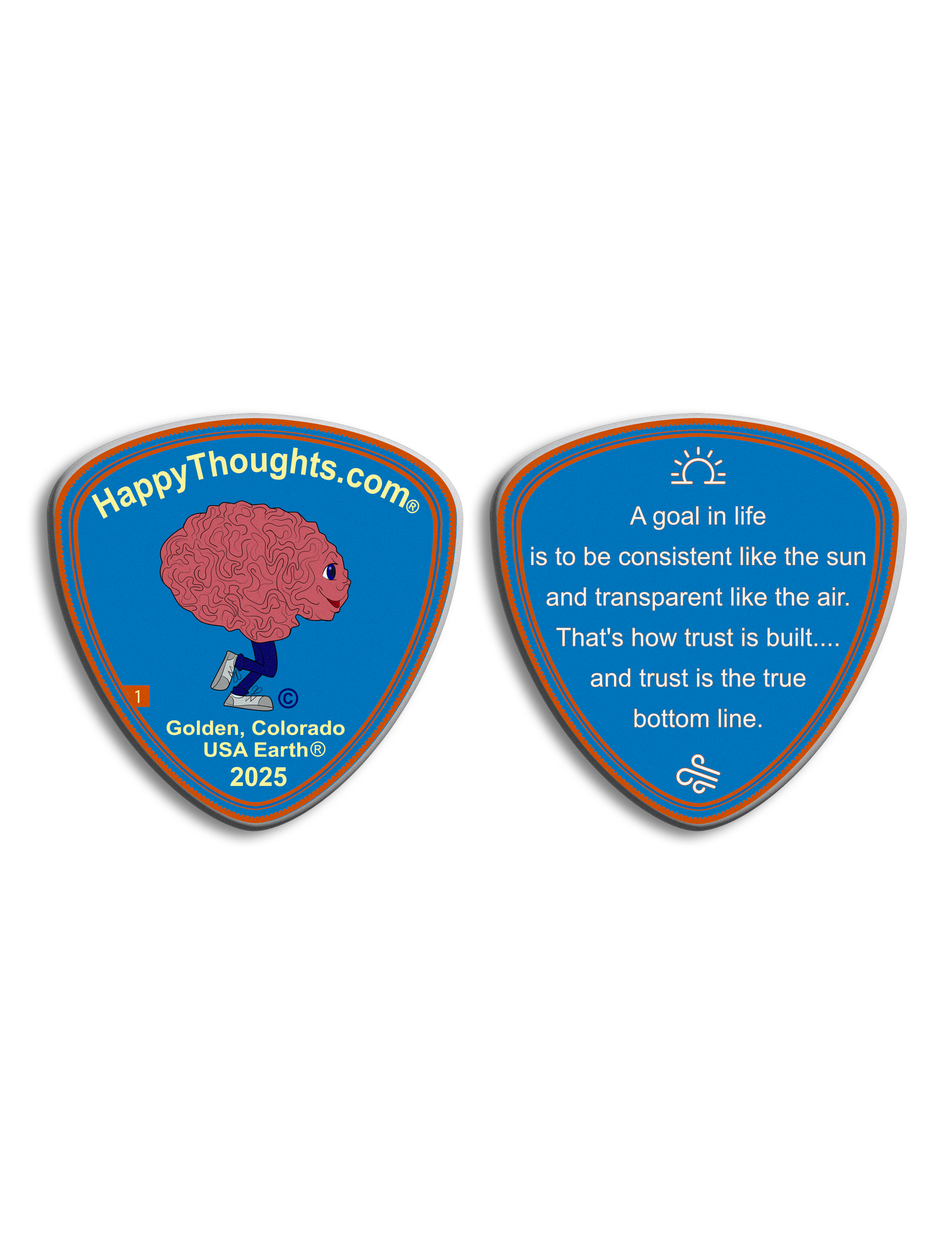 Image of Happy Thoughts Coin 1 Front and back.